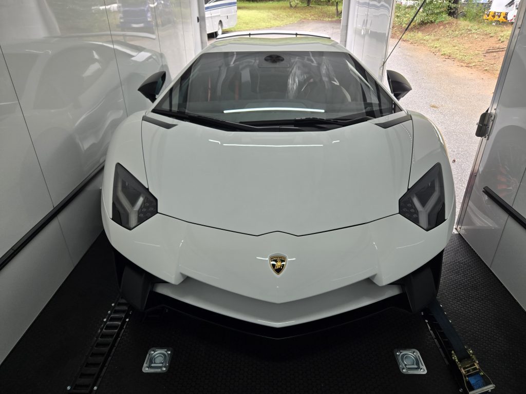 Lamborghini in enclosed trailer